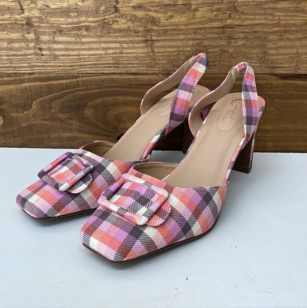 Plaid Slingback Heels